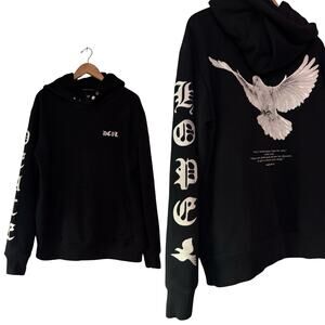 dcpl PEACE DOVE black HOODIE embroidered sleeves L Large Dedicated to the Lord